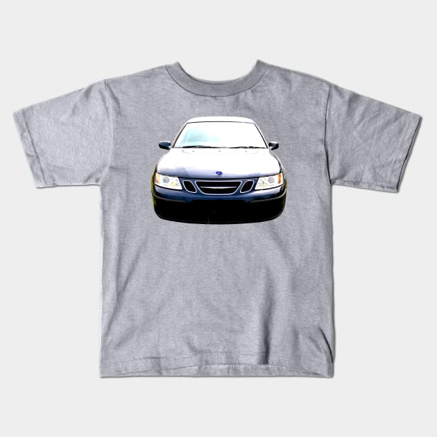 Saab 9-3 OG 1st generation classic car high contrast Kids T-Shirt by soitwouldseem